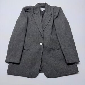 Sag Harbor Womens Grey 100% Pure New Wool Blazer Jacket Size 14